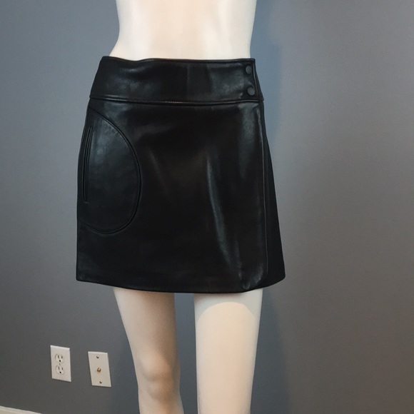 Theory Dresses & Skirts - NWT Theory Wrap Mini Black  Leather Skirt Sz 8